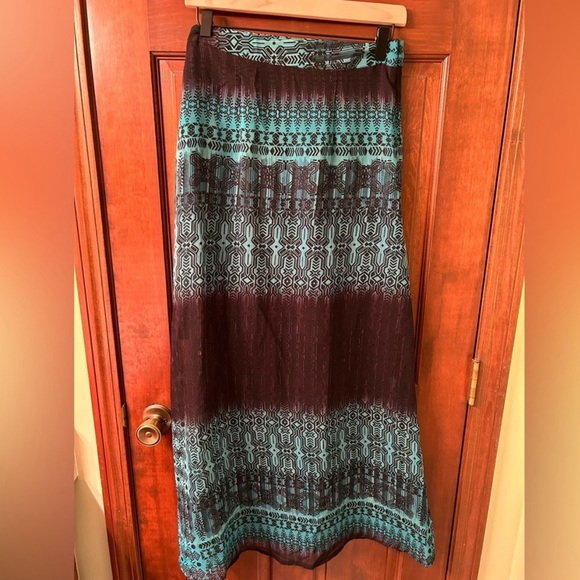 💜 CLEARANCE KAS DESIGNS NWT Teal and black sheer bohemian maxi skirt. Size S - Picture 6 of 7